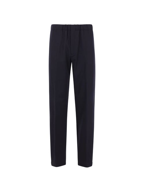 Pure Virgin Wool Trousers with Zip & Hook Closure and Internal Drawstring Waist