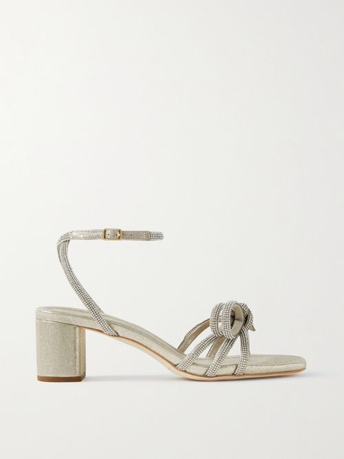 + Net Sustain Mikel Crystal-embellished Metallic Suede Sandals - Silver