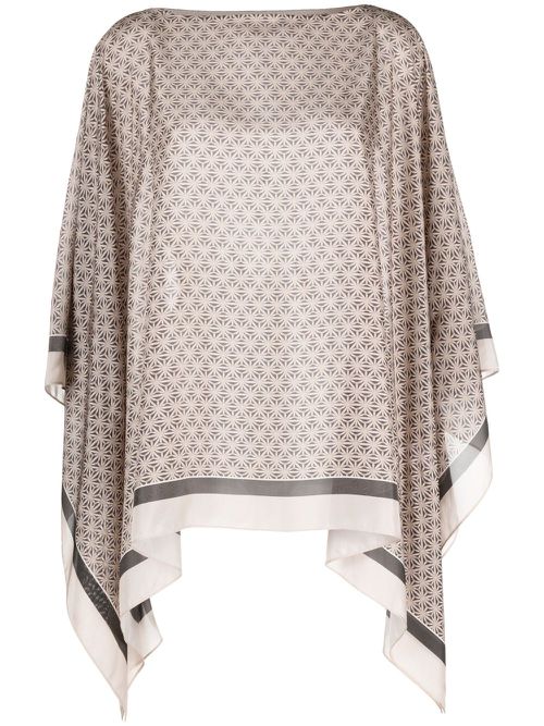 Geometric-pattern silk tunic - Neutrals