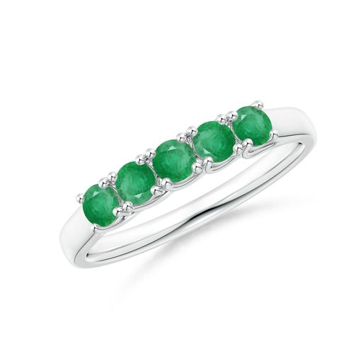 Angara 0.45 Carat Half Eternity Five Stone Emerald Wedding Band in Platinum