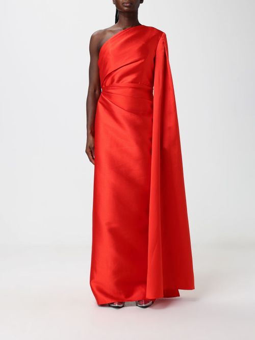 One-Shoulder Long Satin Gown with Draped Waist