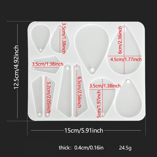 TEMU Diy Crystal Earring Mold - Large/medium Silicone Mold For Making Unique Earrings, Keychains, And Jewelry Decorations, Reusable, With Assorted