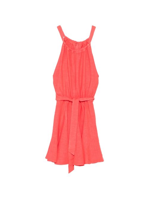 Sleeveless Linen Mini Dress with Waist Belt