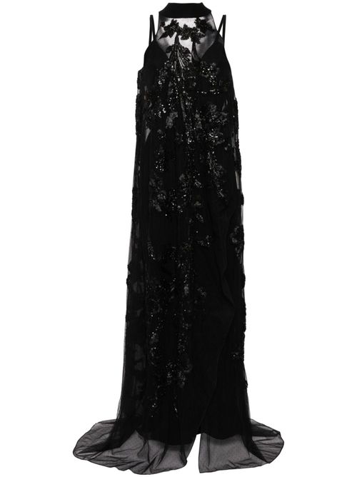 Jumpsuit with beaded maxi top - Black