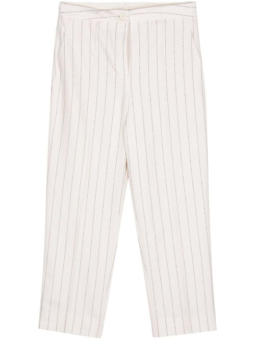 Pinstriped cropped trousers - Neutrals