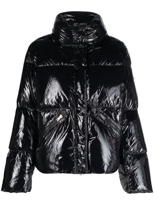 Logo-patch high-shine puffer jacket - Black