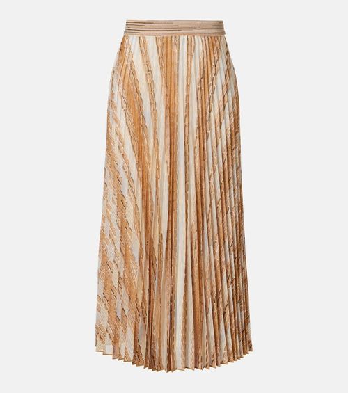 Plissé printed midi skirt