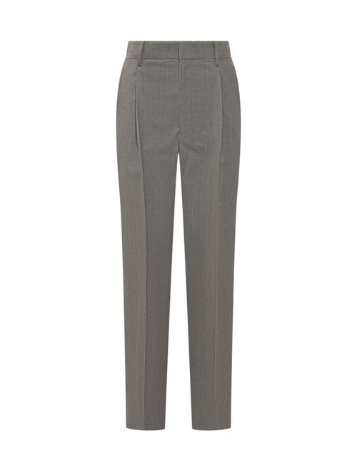 Grey Straight Flat Front Pants