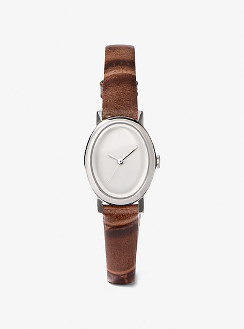 Limited-Edition Petite Maude Silver-Tone and Crocodile Embossed Leather Watch