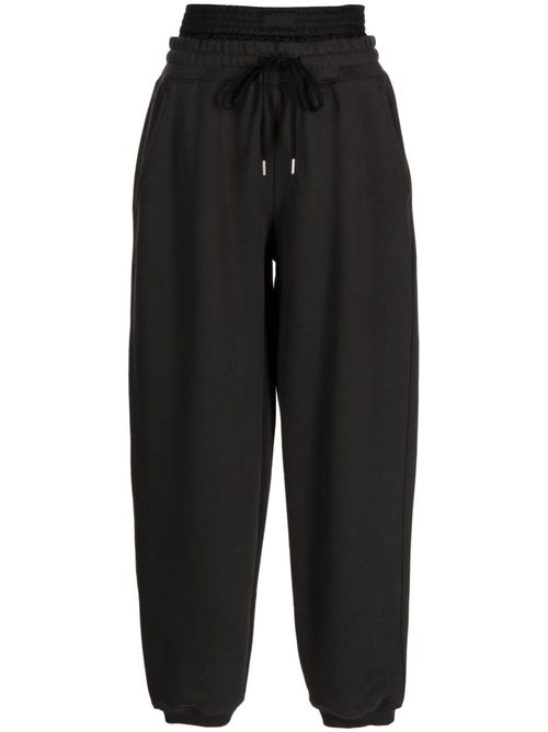High-waisted cotton track trousers - Grey