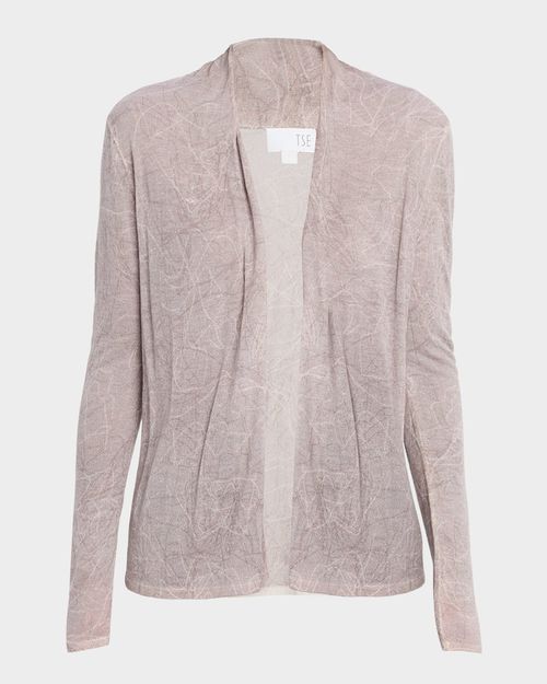 Cashmere Abstract-Print Open Cardigan