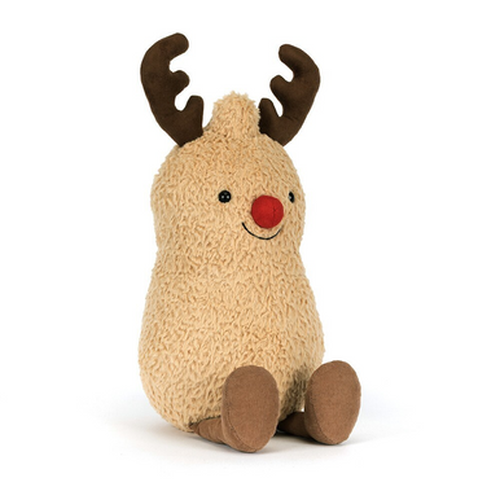 Exclusive Amuseables Peanut Reindeer Christmas Holiday Gift / Present Stuffed Toy Decoration Festive Plush Animal Soft & Cute For Kids/Children/Adults The Best Stocking Filler Xmas Secret Santa Collectible New