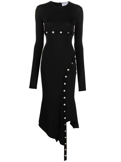 Asymmetric convertible midi dress - Black