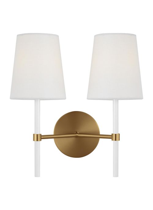 Visual Comfort Studio Monroe 2-Light Wall Sconce in Burnished Brass And Gloss White by Kate Spade New York