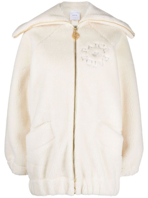 Logo-embroidered fleece jacket - White