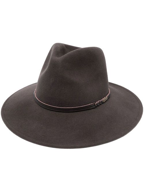 Braid-detail fedora hat - Brown