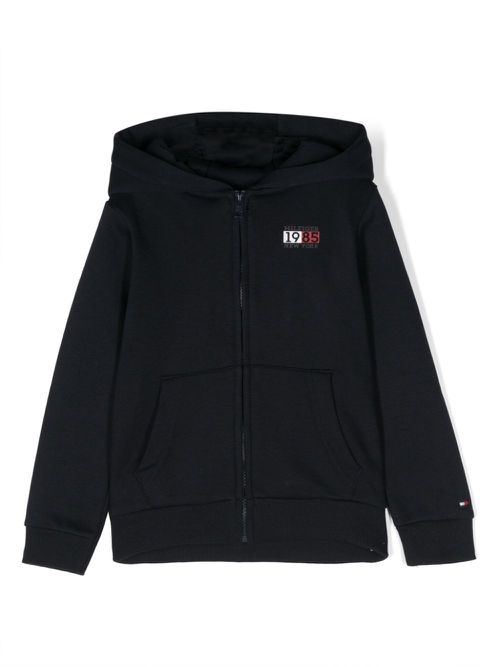 Logo-print jersey bomber jacket - Blue