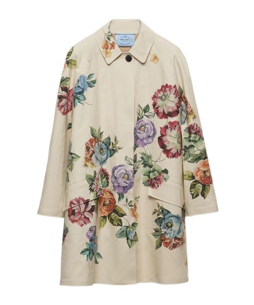 Printed cotton single-breasted coat