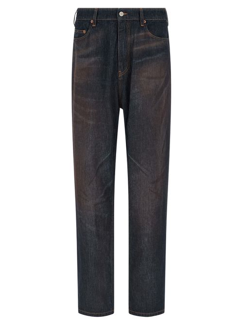High-Waist Cotton Denim Jeans — Blue