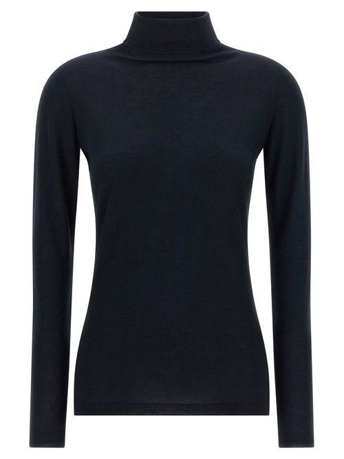 Cashmere and Silk Turtleneck Sweater — Black