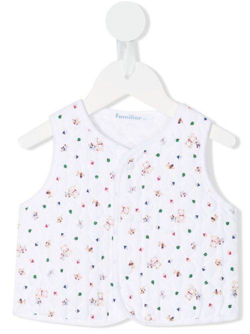 All-over teddy-print vest - White