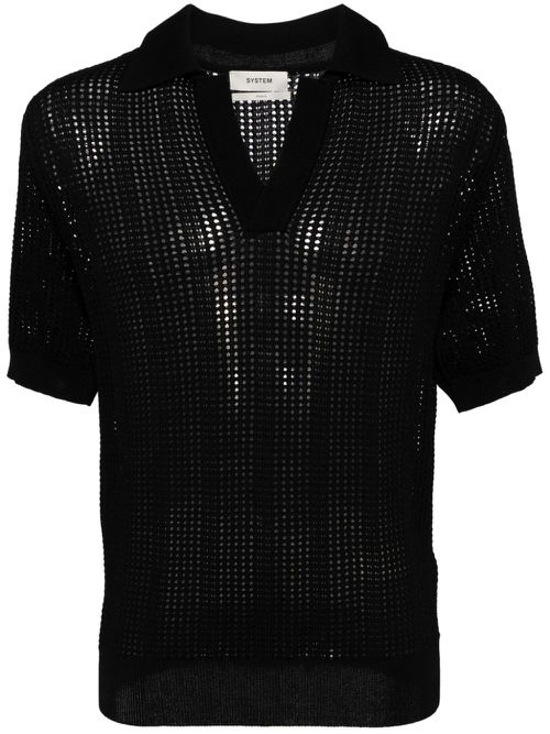 Skashi open-knit polo shirt - Black