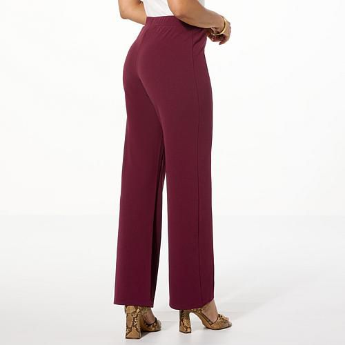 Colleen Lopez Crepe Knit Pull-On Bootcut Pant - Black