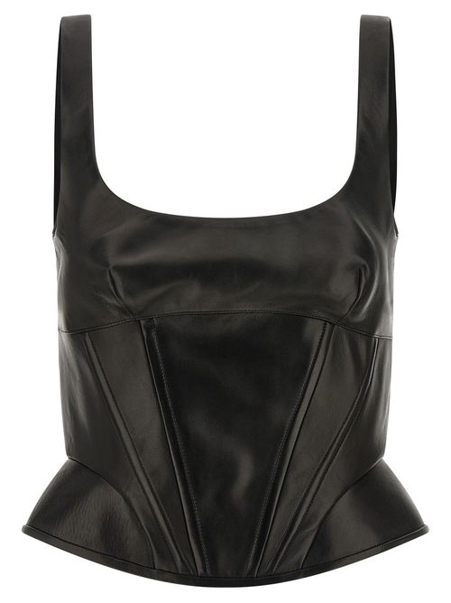 Peplos Leather Top Tops Black