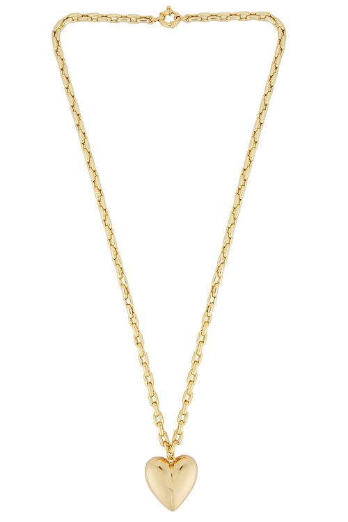 Timeless Pearly Heart Necklace in Gold - Metallic Gold.  a