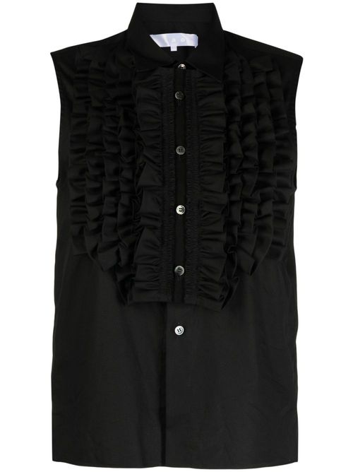 Ruffle-detail sleeveless shirt - Black