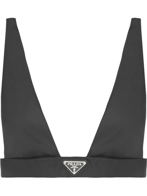 Re-Nylon logo-plaque bralette - Black