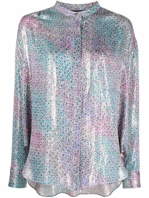 Iridescent-effect lurex shirt - Blue