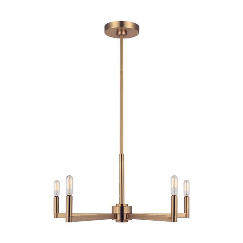 Satin Brass Five Light Chandelier from the Fullton Collection