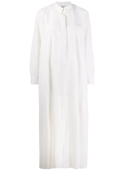 Chest pocket shirt dress - White