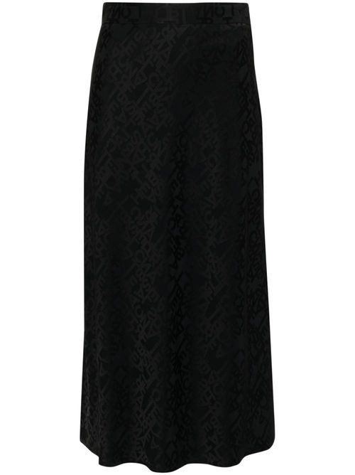 Lettering jacquard midi skirt - Black