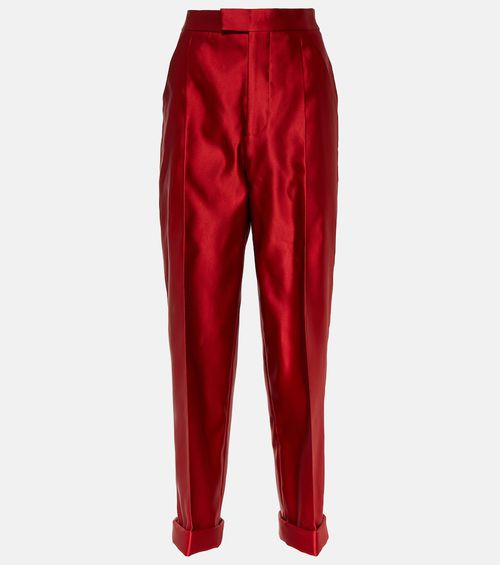 Silk duchesse straight pants