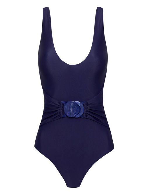 Alba belted V-neck swimsuit - Blue