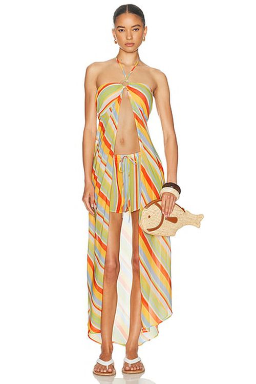 Solid & Striped The Maggie Top in St. Barths Stripe - Green,Orange. XS also in S