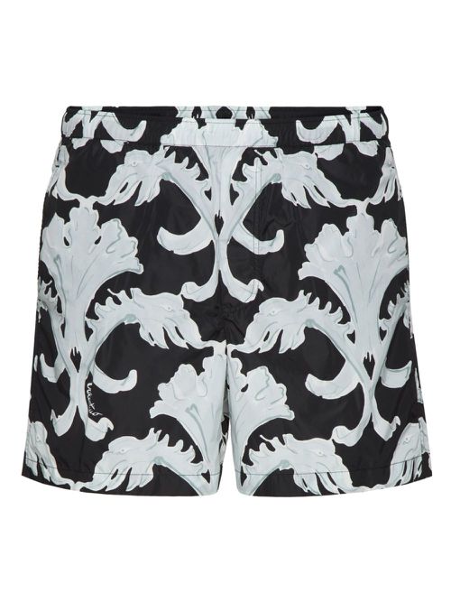 Abstract-print elasticated-waist swim shorts - Black