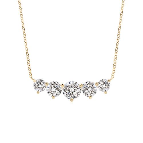 Angara 1.0 Carat Graduated Five Stone Round Diamond Necklace in 14K Yellow Gold