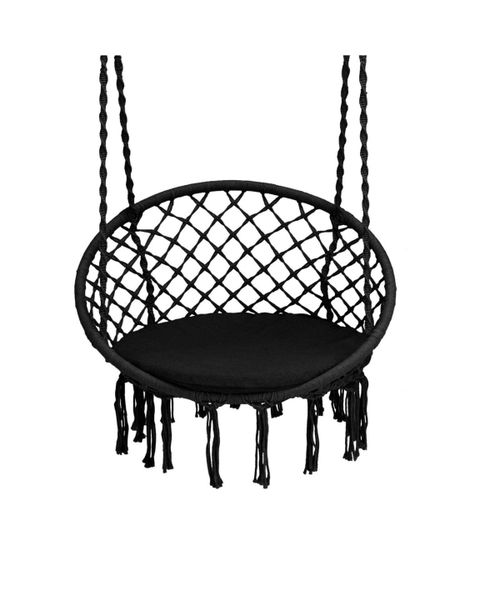 Cushioned Hammock Swing Chair with Hanging Kit - Black