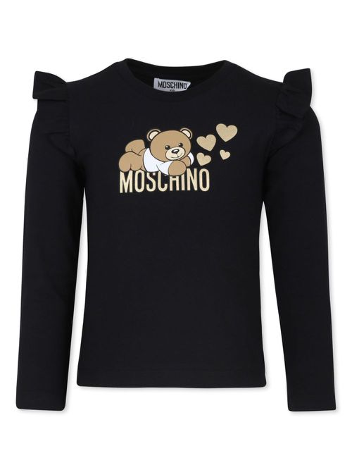 Logo-print frill-shoulder sweatshirt - Black