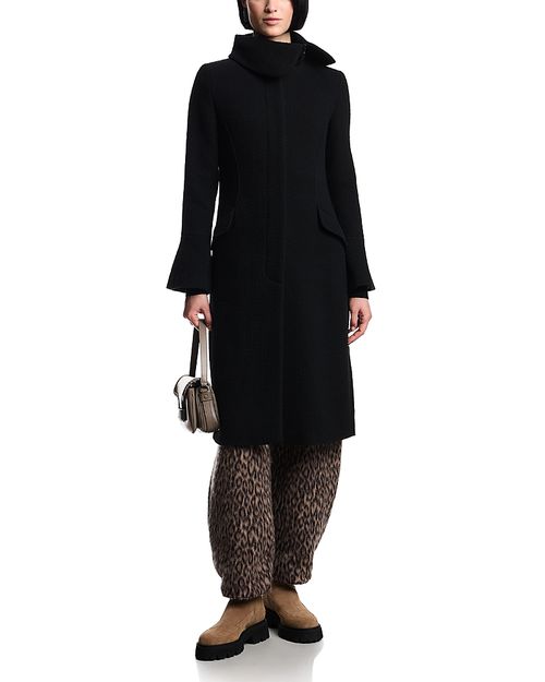 Detachable Collar Tricot Effect Coat
