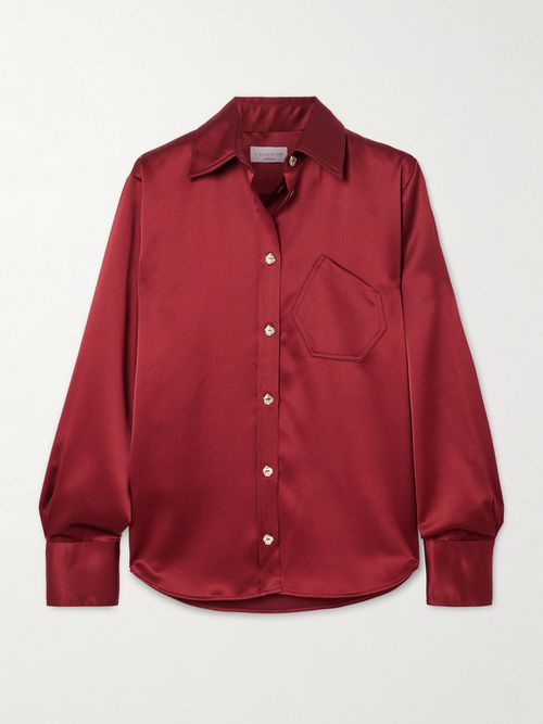 Violi Button-embellished Satin Shirt - Burgundy