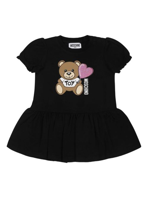Teddy Bear-print mini dress - Black