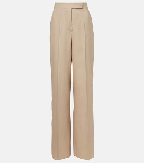 Wool, mohair, and silk wide-leg pants