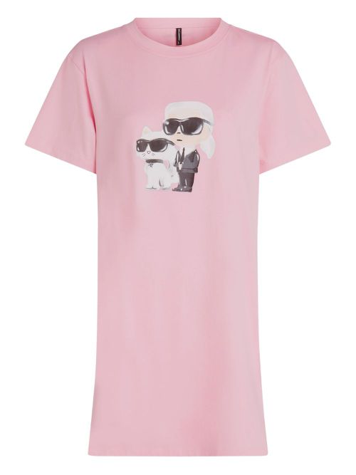 Ikon graphic-print pajama dress - Pink