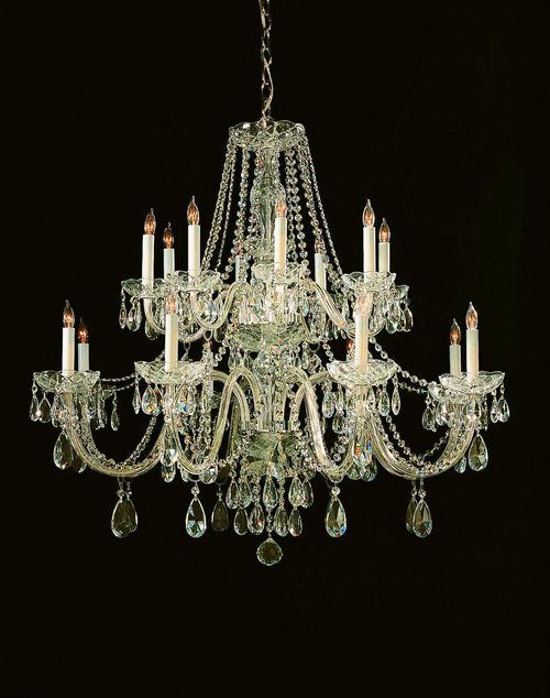 Traditional Crystal 16-Light 34" Traditional Chandelier in Polished Brass with Clear Hand Cut Crysta