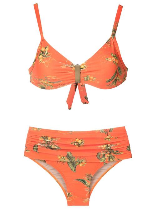 Floral-print bikini bottoms - Orange
