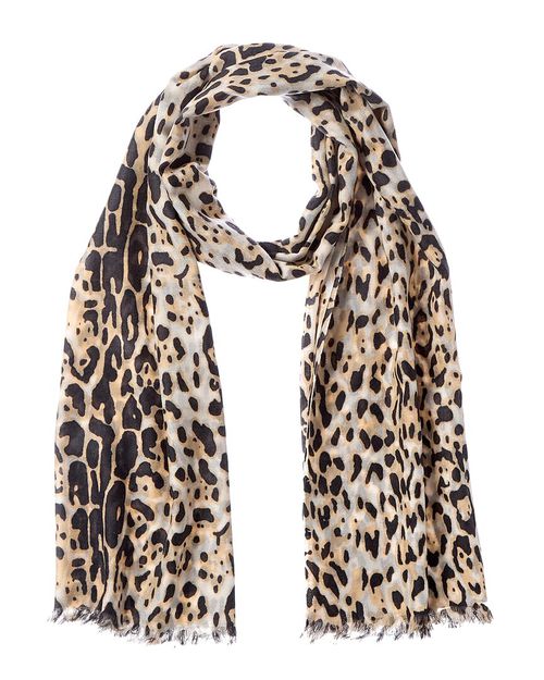 Sofiacashmere Leopard Print Lightweight Cashmere Scarf